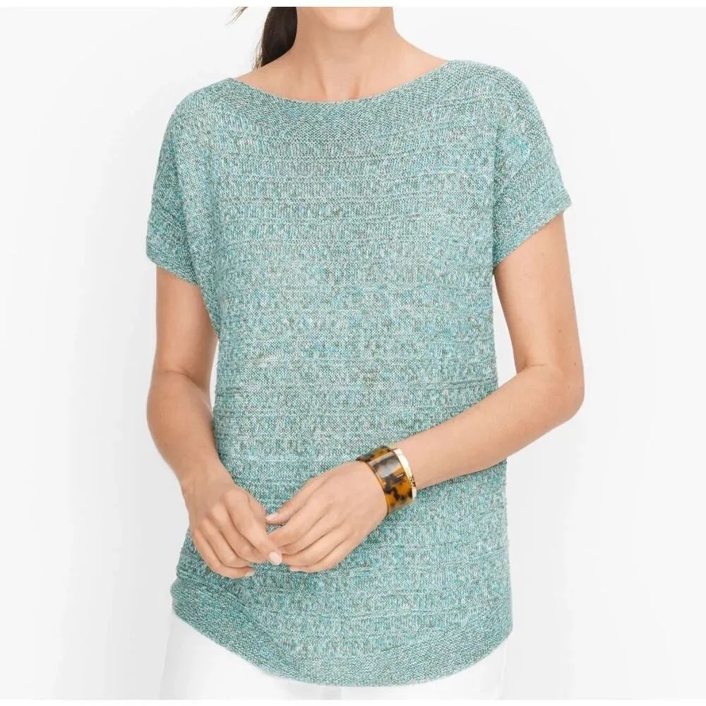 Talbots CHUNKY KNIT 100% LINEN SWEATER- MARLED size XS loose fit